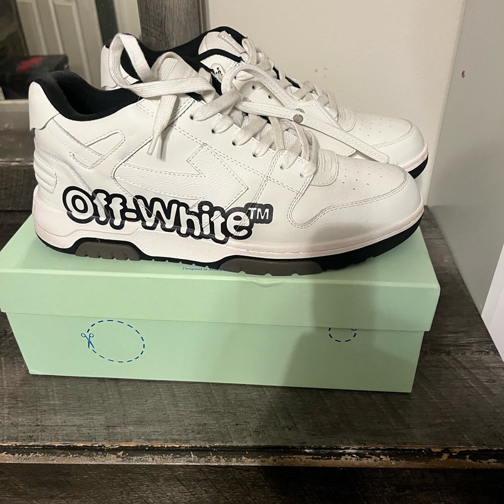 Off-White White and Black Logo Sneakers